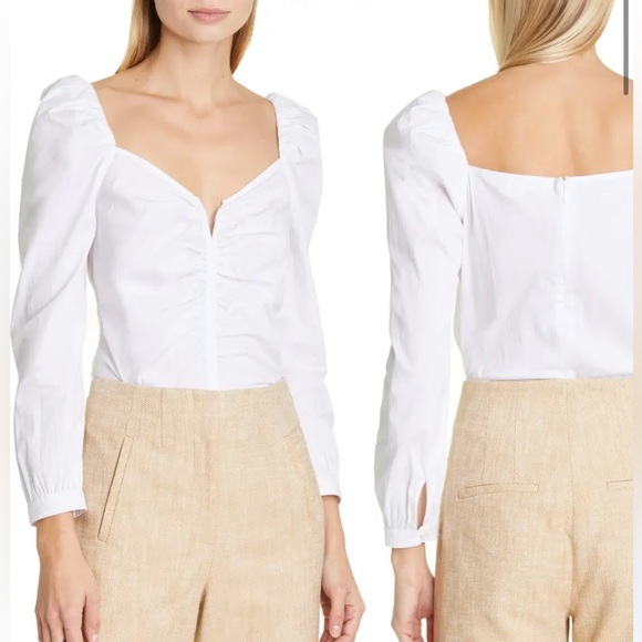 Veronica Beard Tops - VERONICA BEARD Zhou Sweetheart Neck Stretch Cotton Blouse